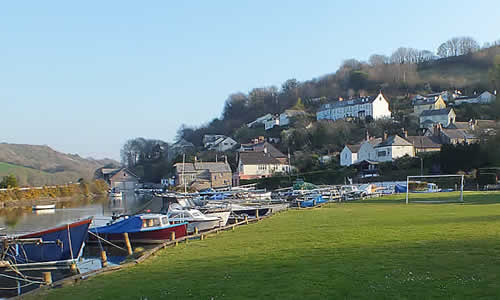 The playing fields and harbour, Golant